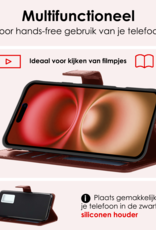 NoXx Hoes Geschikt voor iPhone 16 Hoesje Book Case Hoes Flip Cover Wallet Bookcase - Bruin