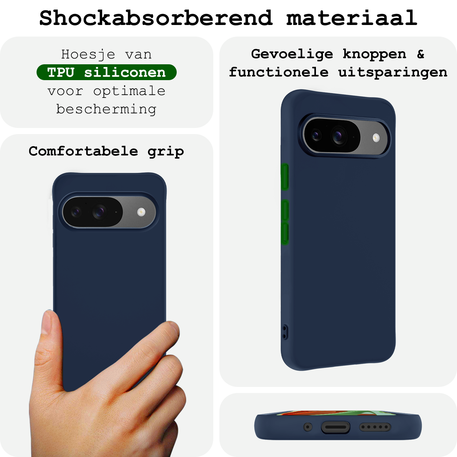 BASEY. BASEY. Google Pixel 10 Hoesje Siliconen - Donkerblauw - 2 PACK