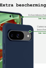 BASEY. BASEY. Google Pixel 10 Hoesje Siliconen Met Screenprotector - Donkerblauw