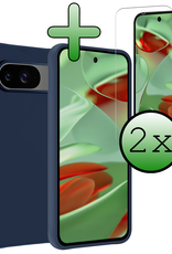 BASEY. BASEY. Google Pixel 10 Hoesje Siliconen Met 2x Screenprotector - Donkerblauw