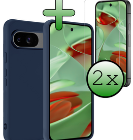 BASEY. BASEY. Google Pixel 10 Hoesje Siliconen Met 2x Screenprotector - Donkerblauw