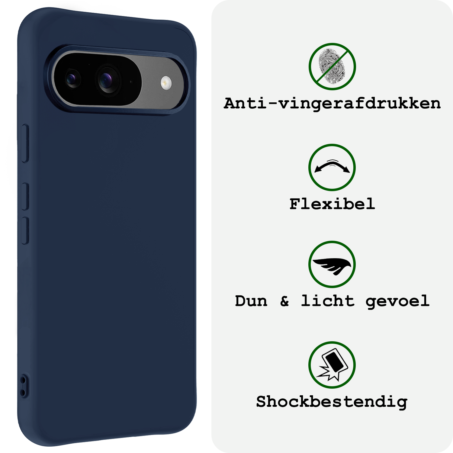 BASEY. BASEY. Google Pixel 10 Hoesje Siliconen Met 2x Screenprotector - Donkerblauw