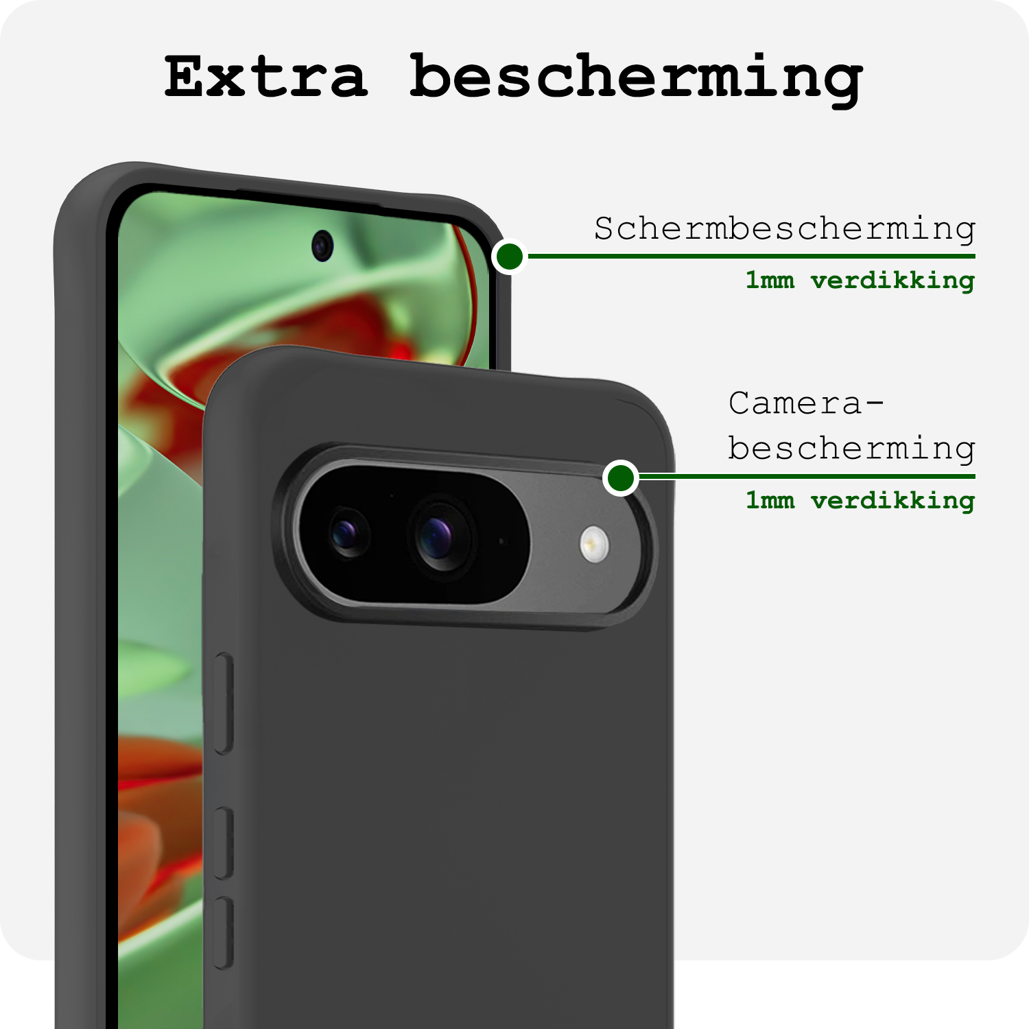 BASEY. BASEY. Google Pixel 10 Hoesje Siliconen Met 2x Screenprotector - Zwart