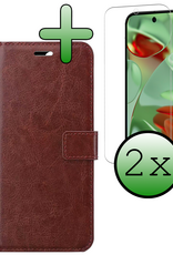 BASEY. BASEY. Google Pixel 10 Hoesje Bookcase Met 2x Screenprotector - Bruin