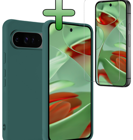 BASEY. BASEY. Google Pixel 10 Pro Hoesje Siliconen Met Screenprotector - Donkergroen