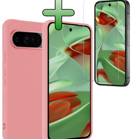 BASEY. BASEY. Google Pixel 10 Pro Hoesje Siliconen Met Screenprotector - Lichtroze