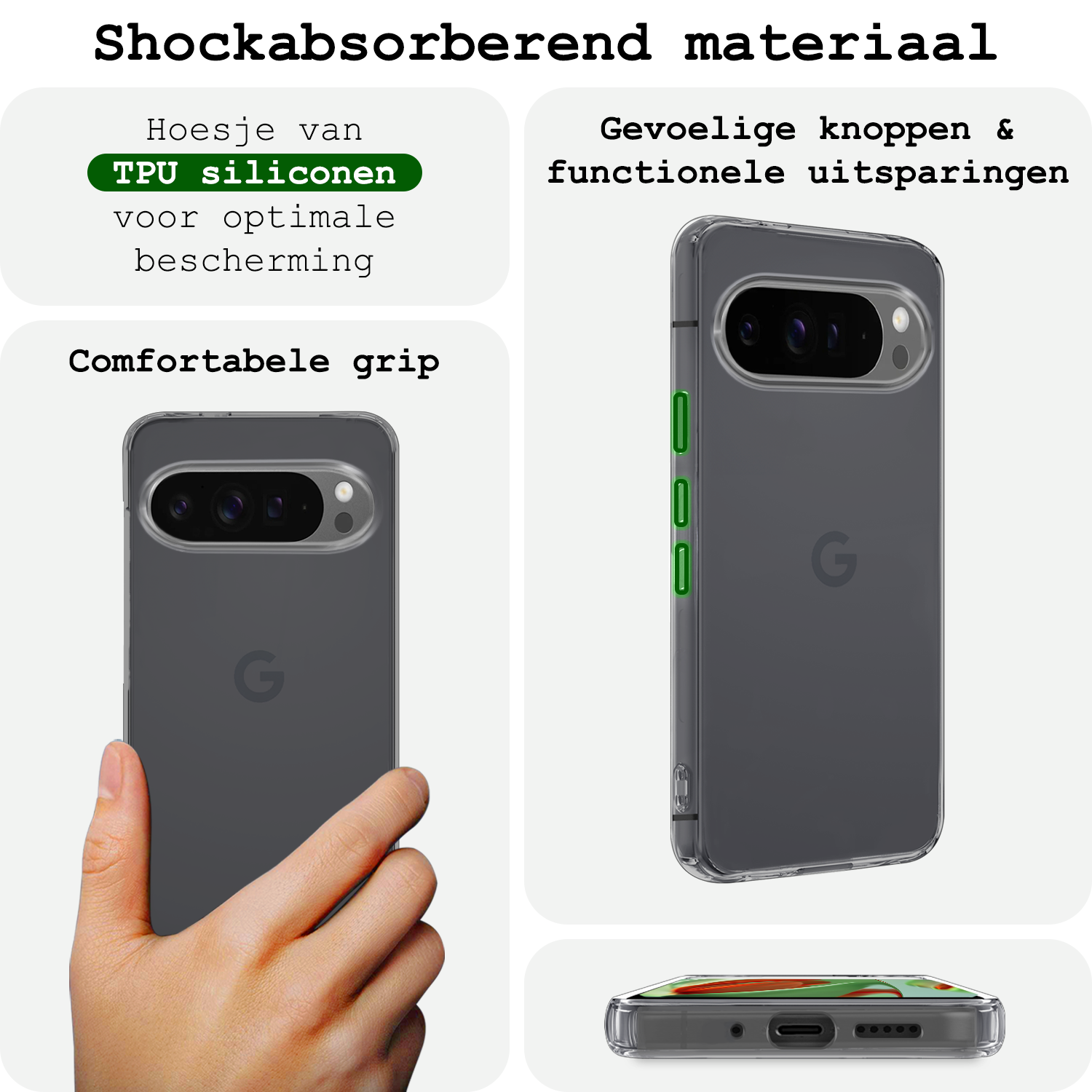 BASEY. BASEY. Google Pixel 10 Pro Hoesje Siliconen Met Screenprotector - Transparant