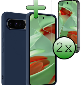 BASEY. BASEY. Google Pixel 10 Pro Hoesje Siliconen Met 2x Screenprotector - Donkerblauw