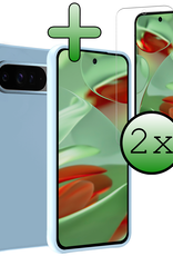 BASEY. BASEY. Google Pixel 10 Pro Hoesje Siliconen Met 2x Screenprotector - Lichtblauw