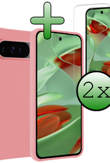 BASEY. BASEY. Google Pixel 10 Pro Hoesje Siliconen Met 2x Screenprotector - Lichtroze