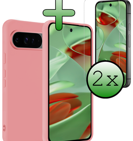 BASEY. BASEY. Google Pixel 10 Pro Hoesje Siliconen Met 2x Screenprotector - Lichtroze