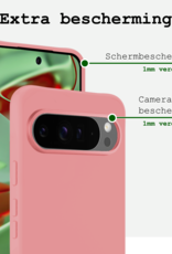 BASEY. BASEY. Google Pixel 10 Pro Hoesje Siliconen Met 2x Screenprotector - Lichtroze