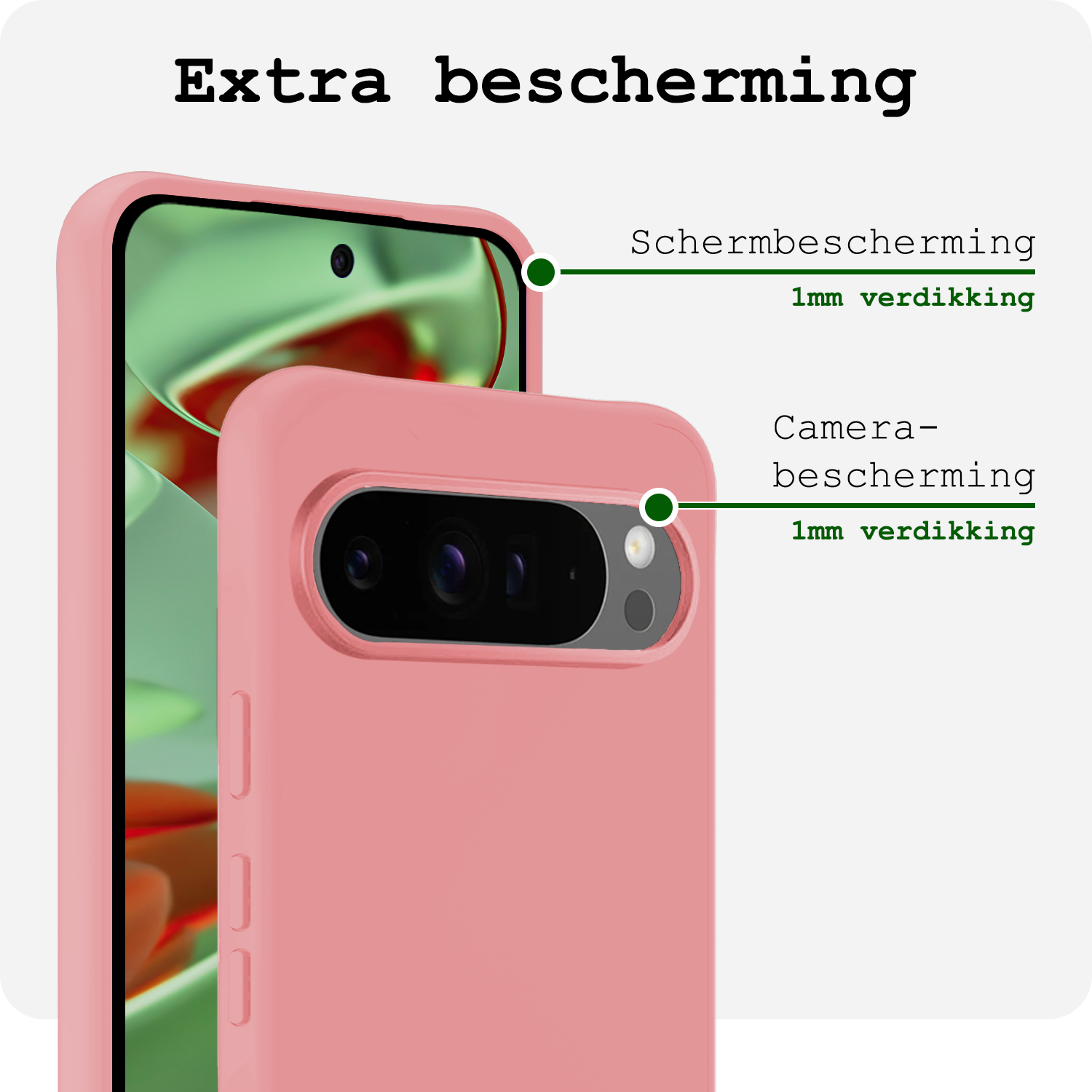 BASEY. BASEY. Google Pixel 10 Pro Hoesje Siliconen Met 2x Screenprotector - Lichtroze