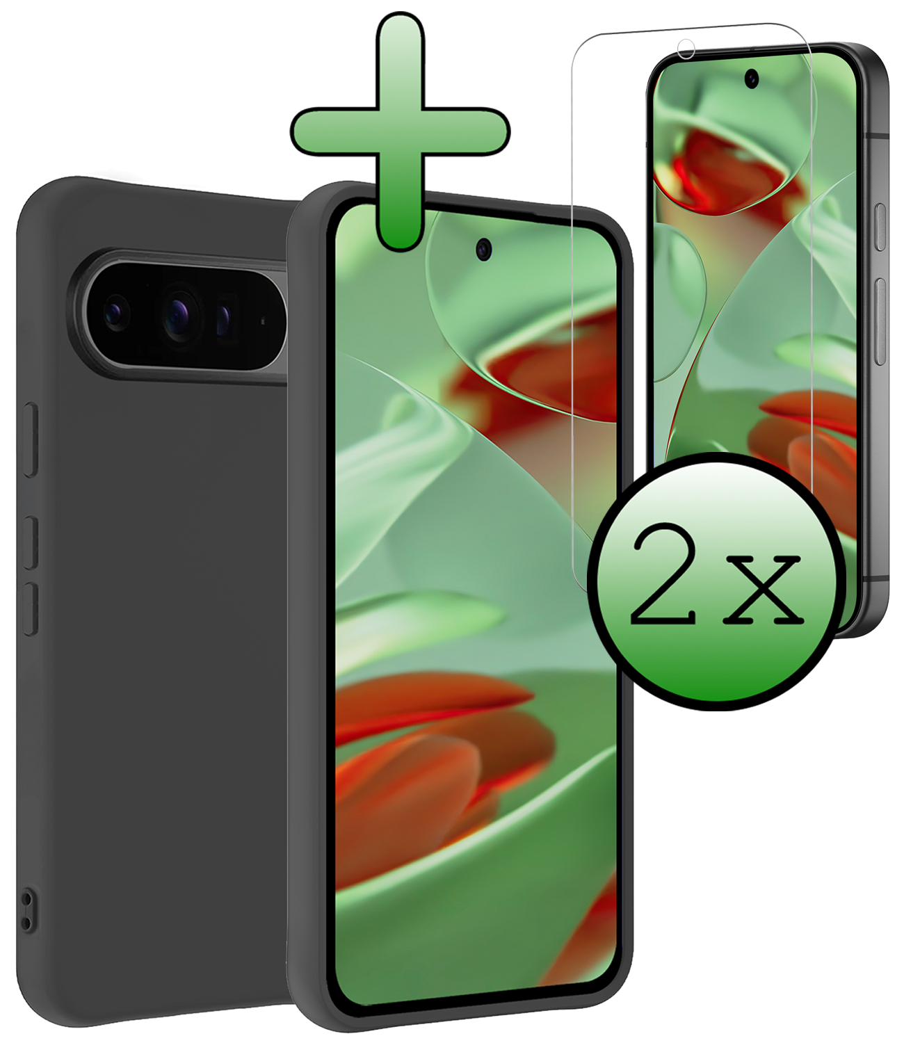 BASEY. BASEY. Google Pixel 10 Pro Hoesje Siliconen Met 2x Screenprotector - Zwart