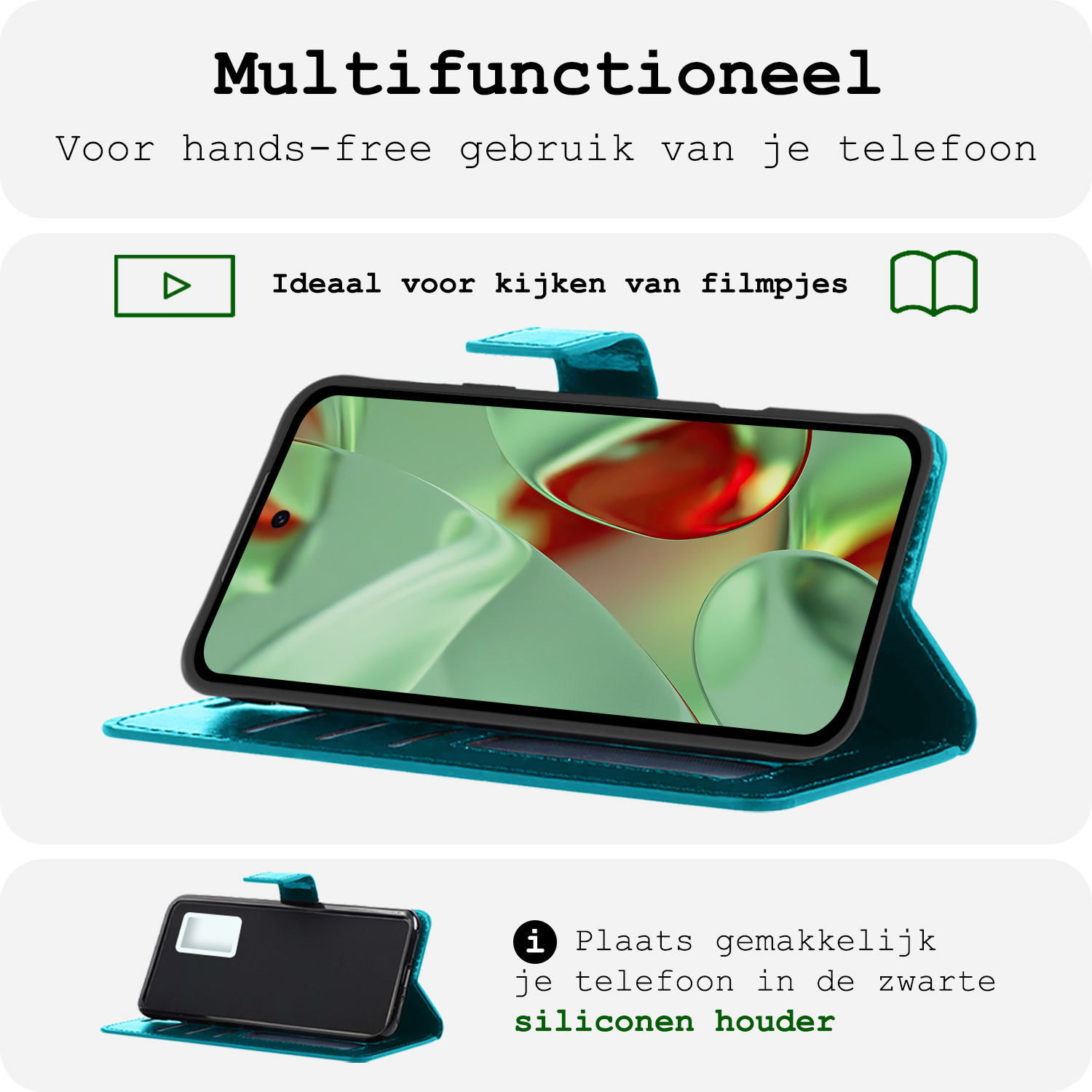 BASEY. BASEY. Google Pixel 10 Pro Hoesje Bookcase Met Screenprotector - Turquoise