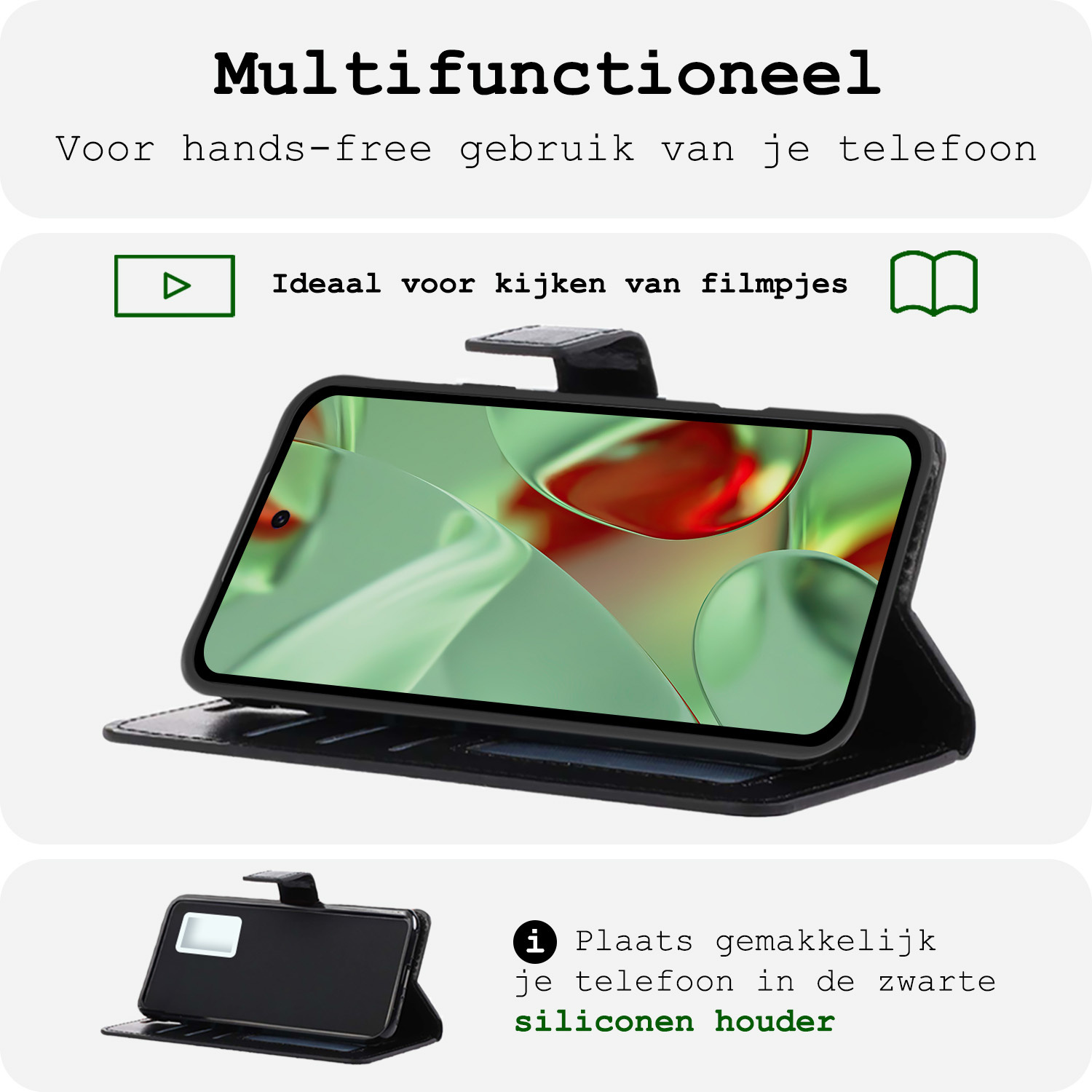 BASEY. BASEY. Google Pixel 10 Pro Hoesje Bookcase Met 2x Screenprotector - Zwart