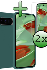 BASEY. BASEY. Google Pixel 10 Pro XL Hoesje Siliconen Met 2x Screenprotector - Donkergroen