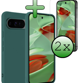 BASEY. BASEY. Google Pixel 10 Pro XL Hoesje Siliconen Met 2x Screenprotector - Donkergroen