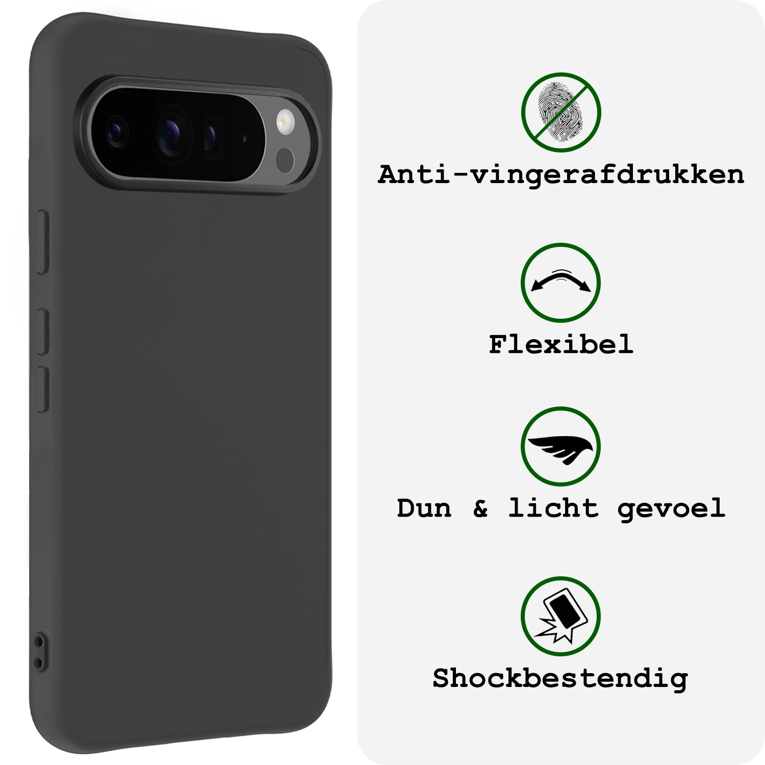 BASEY. BASEY. Google Pixel 10 Pro XL Hoesje Siliconen Met 2x Screenprotector - Zwart