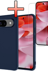 NoXx NoXx Google Pixel 10 Hoesje Siliconen Met Screenprotector - Donkerblauw