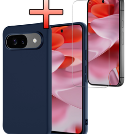 NoXx NoXx Google Pixel 10 Hoesje Siliconen Met Screenprotector - Donkerblauw