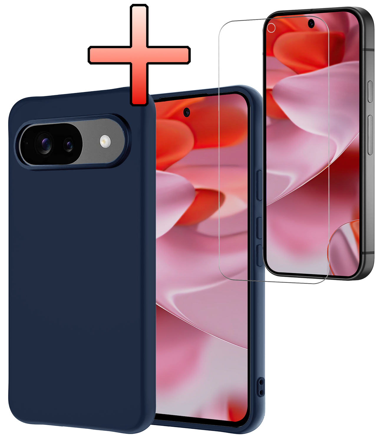 NoXx NoXx Google Pixel 10 Hoesje Siliconen Met Screenprotector - Donkerblauw
