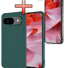 NoXx NoXx Google Pixel 10 Hoesje Siliconen Met Screenprotector - Donkergroen