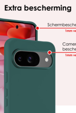 NoXx NoXx Google Pixel 10 Hoesje Siliconen Met Screenprotector - Donkergroen