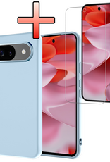 NoXx NoXx Google Pixel 10 Hoesje Siliconen Met Screenprotector - Lichtblauw