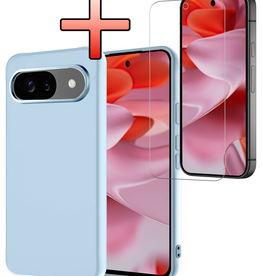NoXx NoXx Google Pixel 10 Hoesje Siliconen Met Screenprotector - Lichtblauw