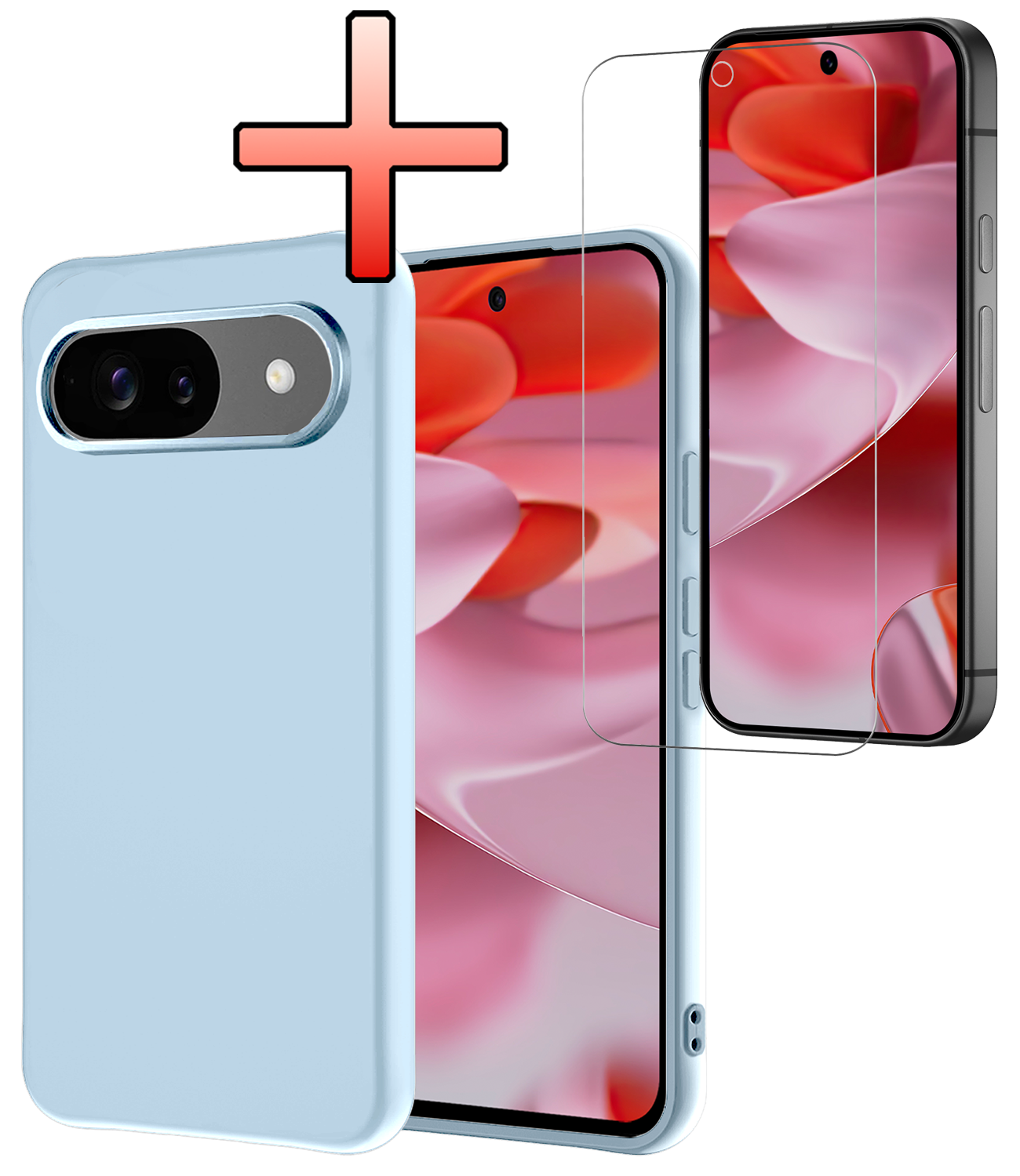 NoXx NoXx Google Pixel 10 Hoesje Siliconen Met Screenprotector - Lichtblauw