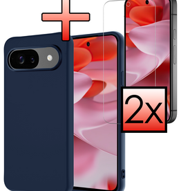 NoXx NoXx Google Pixel 10 Hoesje Siliconen Met 2x Screenprotector - Donkerblauw
