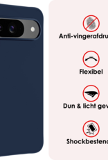 NoXx NoXx Google Pixel 10 Hoesje Siliconen Met 2x Screenprotector - Donkerblauw