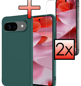 NoXx NoXx Google Pixel 10 Hoesje Siliconen Met 2x Screenprotector - Donkergroen