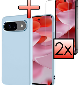 NoXx NoXx Google Pixel 10 Hoesje Siliconen Met 2x Screenprotector - Lichtblauw