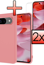 NoXx NoXx Google Pixel 10 Hoesje Siliconen Met 2x Screenprotector - Lichtroze