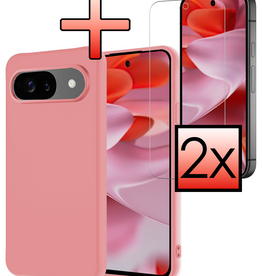NoXx NoXx Google Pixel 10 Hoesje Siliconen Met 2x Screenprotector - Lichtroze
