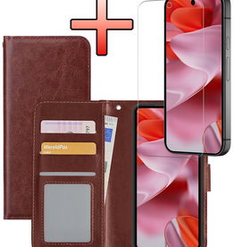 NoXx NoXx Google Pixel 10 Hoesje Bookcase Met Screenprotector - Bruin