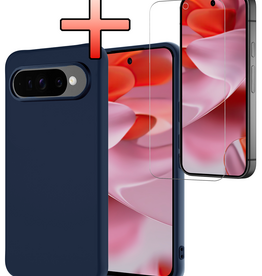NoXx NoXx Google Pixel 10 Pro Hoesje Siliconen Met Screenprotector - Donkerblauw