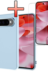 NoXx NoXx Google Pixel 10 Pro Hoesje Siliconen Met Screenprotector - Lichtblauw