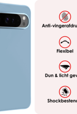 NoXx NoXx Google Pixel 10 Pro Hoesje Siliconen Met Screenprotector - Lichtblauw