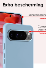 NoXx NoXx Google Pixel 10 Pro Hoesje Siliconen Met Screenprotector - Lichtblauw