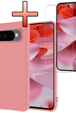 NoXx NoXx Google Pixel 10 Pro Hoesje Siliconen Met Screenprotector - Lichtroze