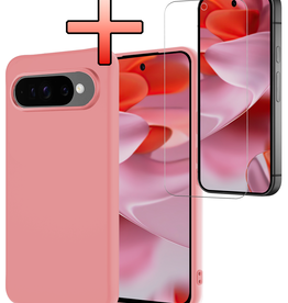 NoXx NoXx Google Pixel 10 Pro Hoesje Siliconen Met Screenprotector - Lichtroze