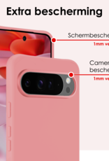 NoXx NoXx Google Pixel 10 Pro Hoesje Siliconen Met Screenprotector - Lichtroze