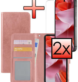 NoXx NoXx Google Pixel 10 Pro Hoesje Bookcase Met 2x Screenprotector - Rose Goud