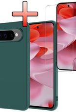 NoXx NoXx Google Pixel 10 Pro XL Hoesje Siliconen Met Screenprotector - Donkergroen