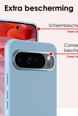 NoXx NoXx Google Pixel 10 Pro XL Hoesje Siliconen Met 2x Screenprotector - Lichtblauw