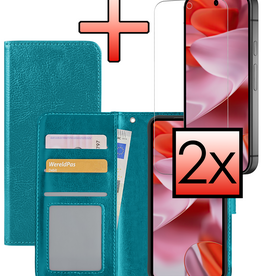 NoXx NoXx Google Pixel 10 Pro XL Hoesje Bookcase Met 2x Screenprotector - Turquoise