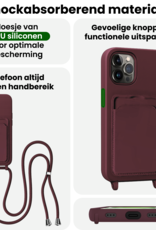 BASEY. BASEY. iPhone 14 Pro Max Hoesje Pashouder met Koord Met 2x Screenprotector - Aubergine